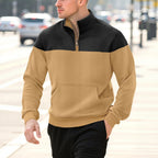 Herren nan Halbzip-Sweatshirt mit gesteppter Schulterpartie Kängurutasche und gerippten Bündchen R&B
