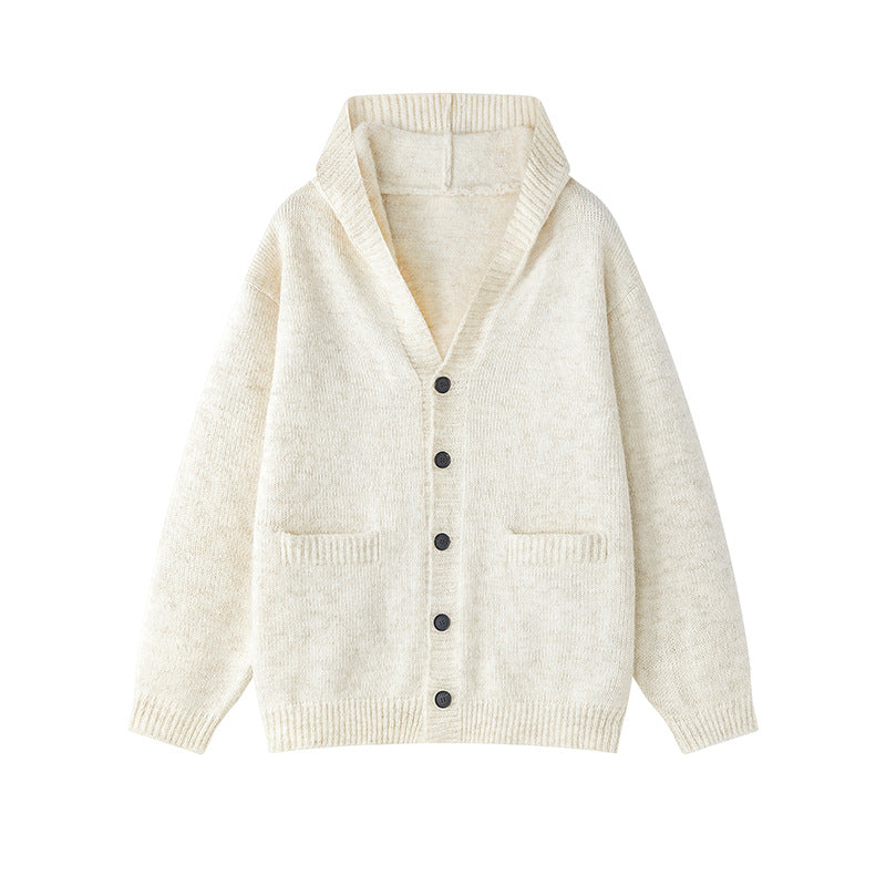 Damen gemütliche Strickjacke mit offenem Kragen und praktischen Taschen R&B