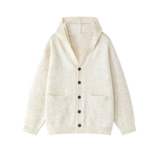 Damen gemütliche Strickjacke mit offenem Kragen und praktischen Taschen R&B