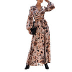 Damen Maxikleid mit Wickeldesign und elegantem floralem Print R&B