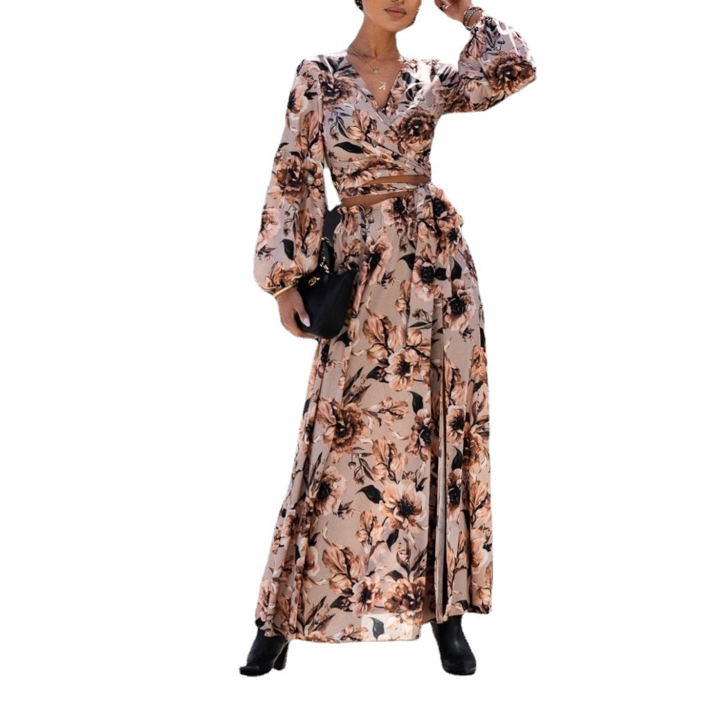 Damen Maxikleid mit Wickeldesign und elegantem floralem Print R&B