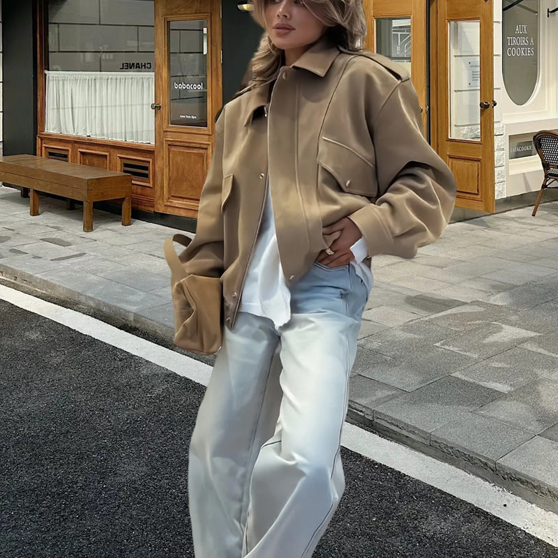 Damen elegante Jacke mit taillierter Silhouette und praktischen Taschen R&B