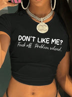 Damen T-Shirt mit künstlerischem Statement-Print und figurbetontem Schnitt R&B