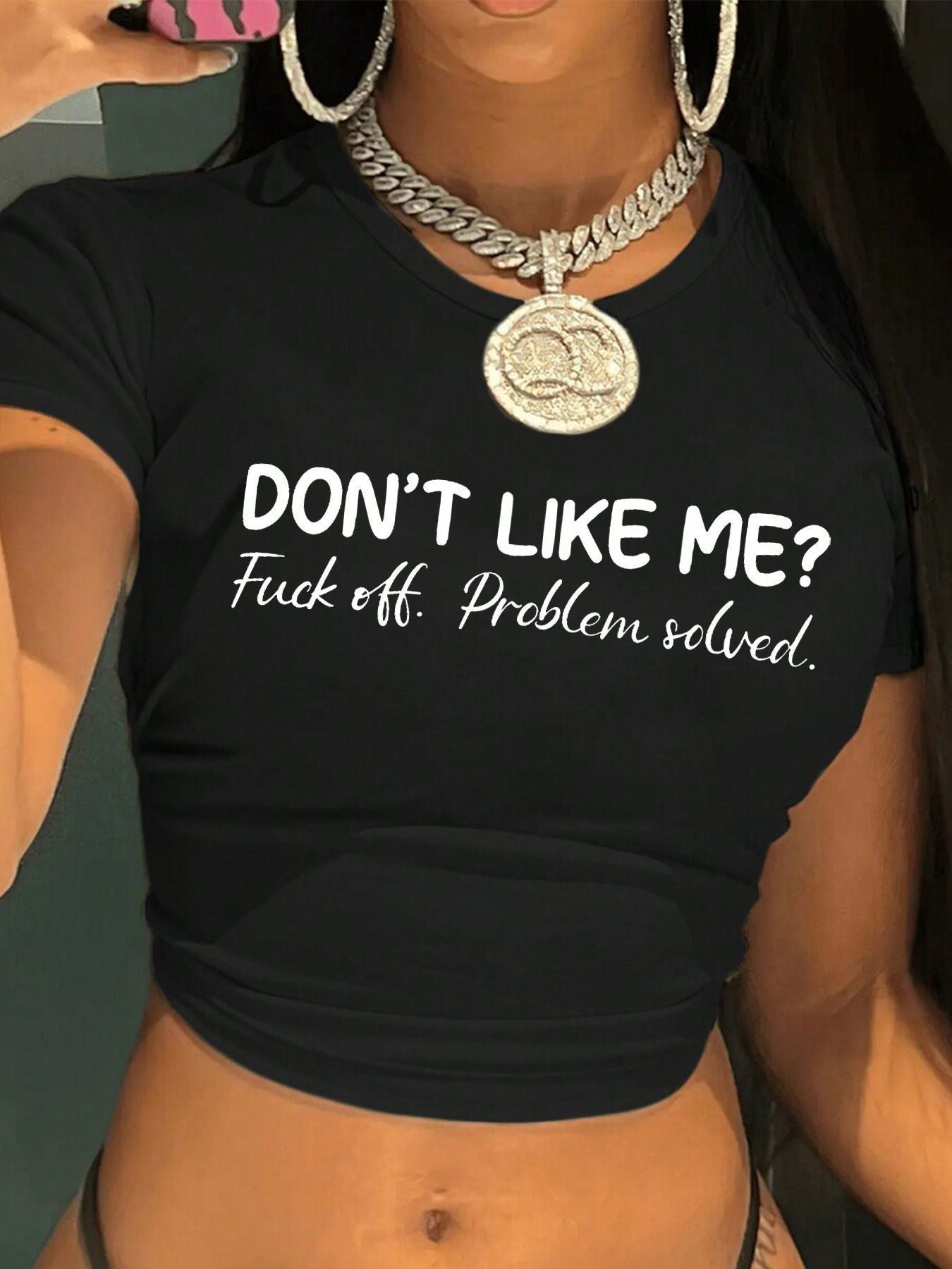 Damen T-Shirt mit künstlerischem Statement-Print und figurbetontem Schnitt R&B
