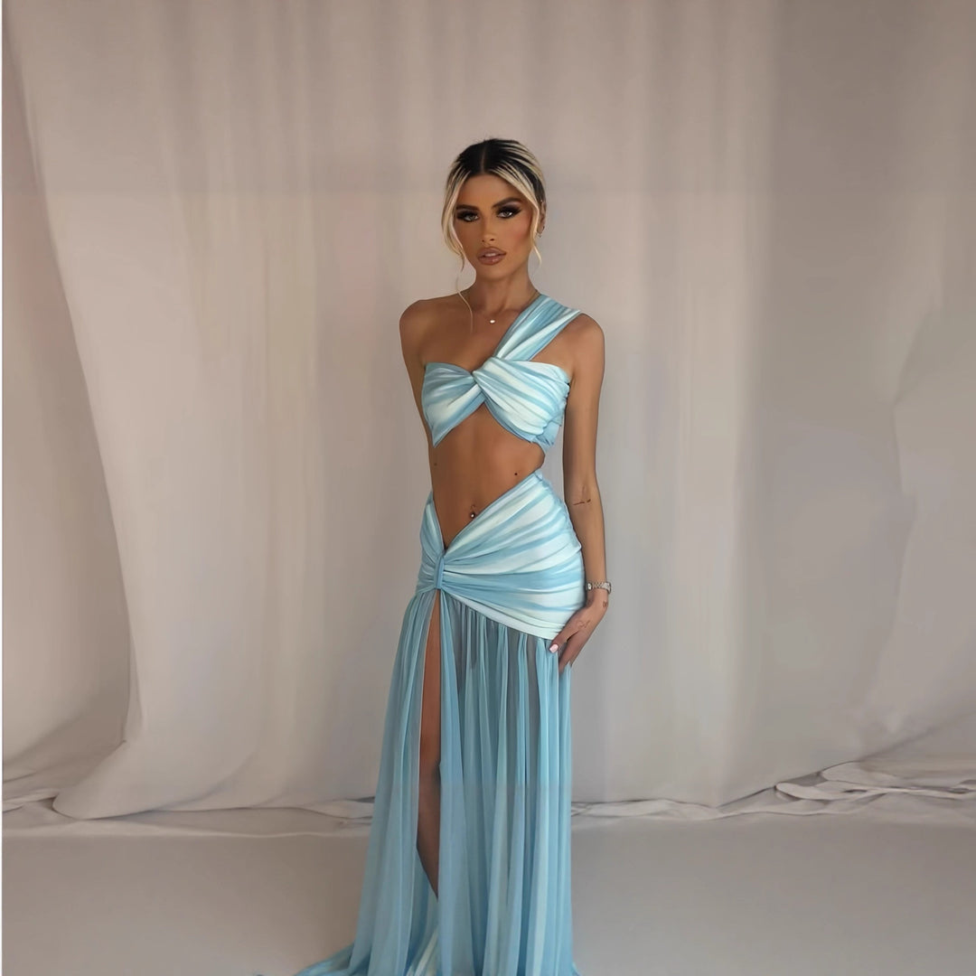 Damen Exquisites Wickelkleid mit asymmetrischem Schnitt und tiefem Schlitz R&B