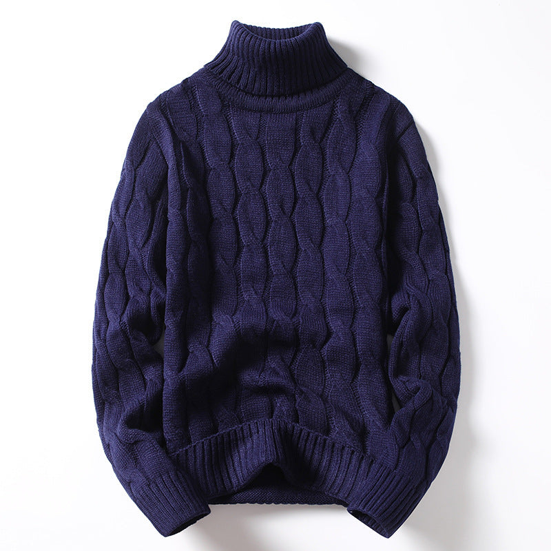 Herren Strickpullover mit Rollkragen und Zopfmuster R&B