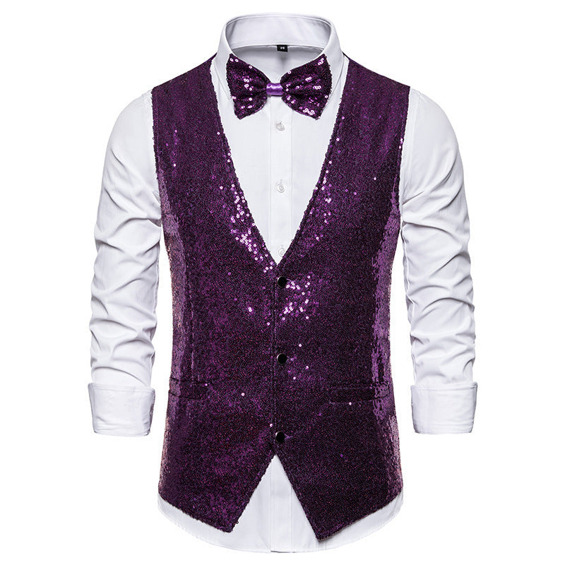 Herren eleganter Paillettenblazer mit passendem Fliege R&B