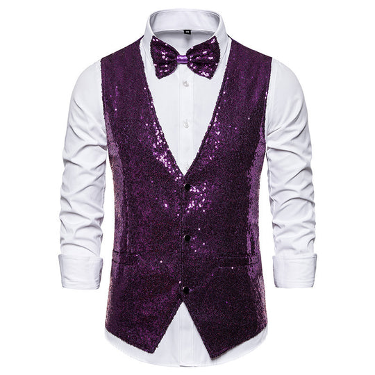 Herren eleganter Paillettenblazer mit passendem Fliege R&B