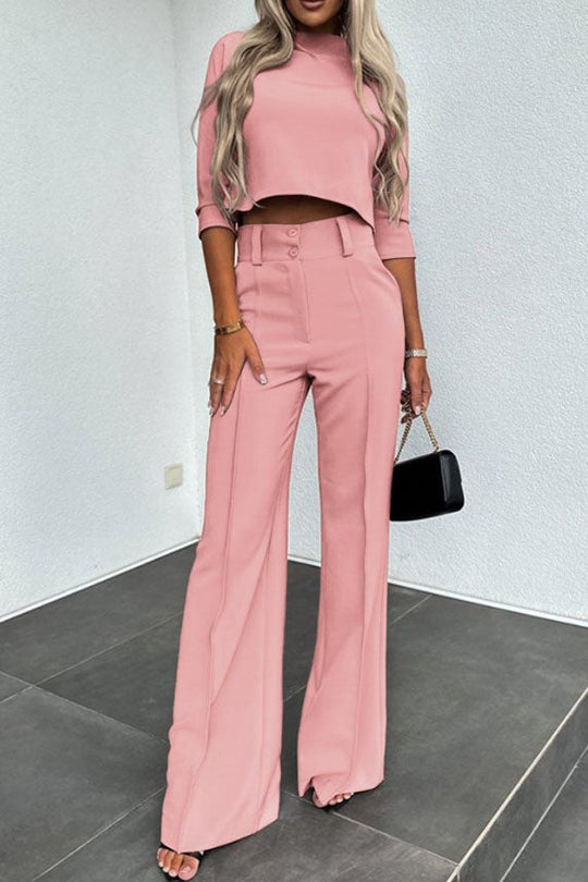 R&B | Ärmel Pullover Weitbeinige Hosen Geschäftliche Freizeit Outfits Satz