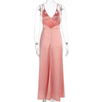 Damen Maxikleid mit raffinierten Trägern und elegantem V-Ausschnitt R&B