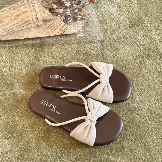Damen elegante Riemchen-Sandalen mit großem Schleifenakzent R&B