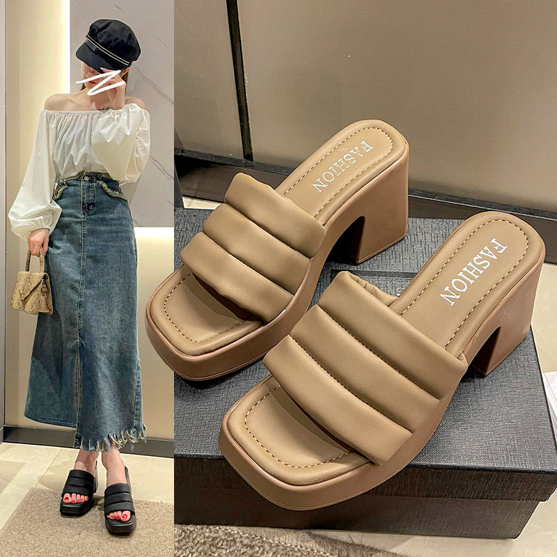 Damen Plateausandalen mit breiten Riemen R&B