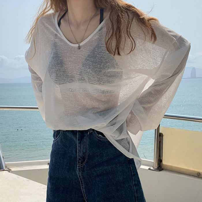 Damen cropped Sweatshirt im modernen Batikdesign mit weiten Ärmeln und Rundhalsausschnitt R&B