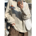 Damen lässiger Oversized-Pullover mit modischem Logo und angenehm weichem Innenfutter