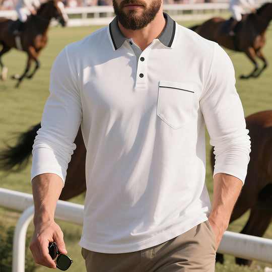 Herren Poloshirt mit trendigem Design und bequemen langen Ärmeln R&B