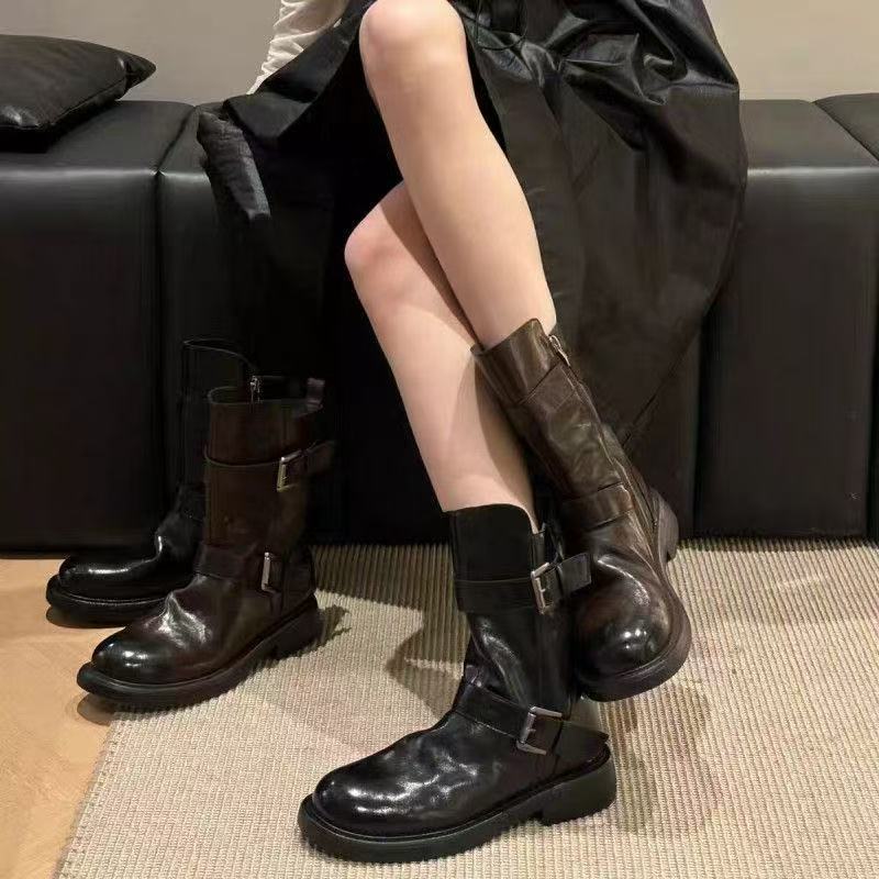 Damen Modische Stiefel mit verstellbarem Riemendesign R&B