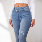 Damen Hochtaillierte Ripped Jeans im modernen Skinny Fit R&B