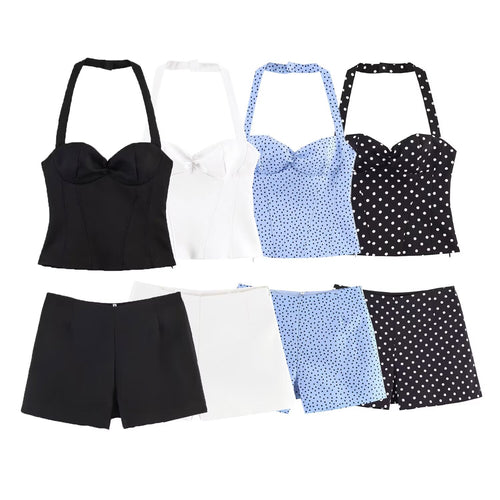 Damen Kombination aus kurzem Oberteil und Shorts R&B