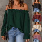 Damen Off-Shoulder Bluse mit Rüschendetails R&B