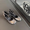Damen elegante Plateau-Pumps mit modischem Riemen und luxuriösem Glanz R&B