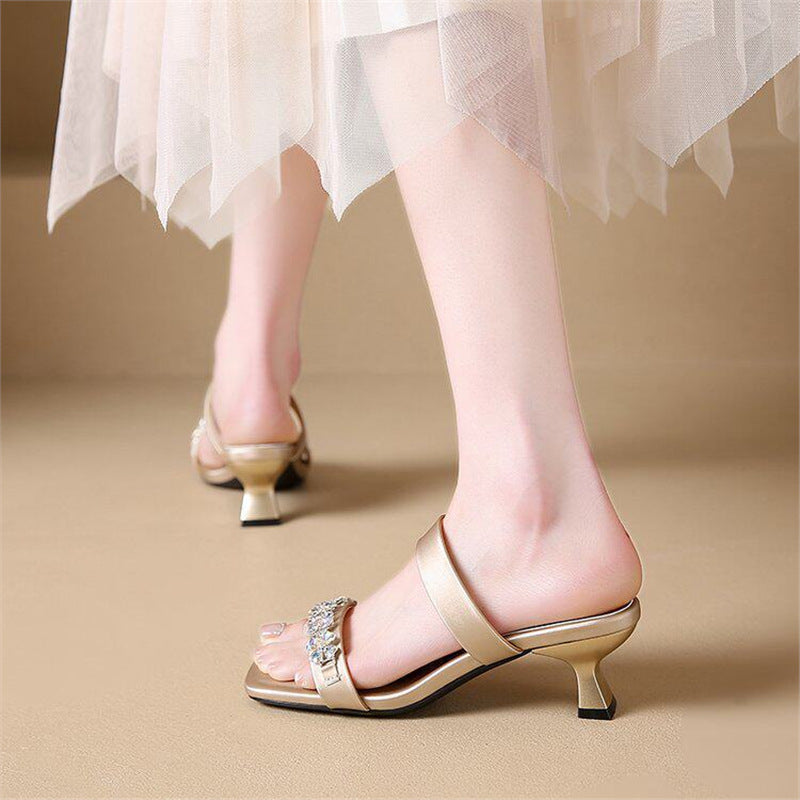 Damen elegante Slipper mit funkelnden Strassverzierungen R&B