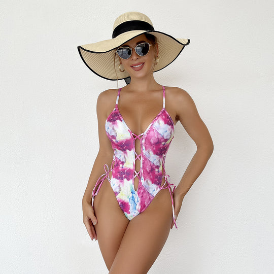 Damen Einteiliger Badeanzug mit raffinierten Schnürdetails R&B