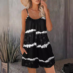 Damen luftiger Overall mit Spaghettiträgern und modischem Tierdesign R&B