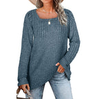Damen lässiger Strickpullover mit weitem Schnitt und modernem Rippenmuster R&B