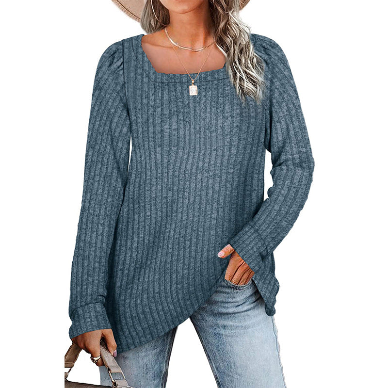 Damen lässiger Strickpullover mit weitem Schnitt und modernem Rippenmuster R&B