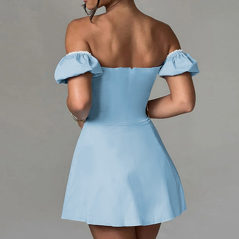 Damen Off-Shoulder Kleid mit Rüschendetails R&B