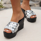 Damen Glamouröse Plattform-Sandalen mit Paillettenverzierung R&B