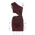 Damen figurbetontes Minikleid mit asymmetrischem Design und raffinierten Drapierungen R&B