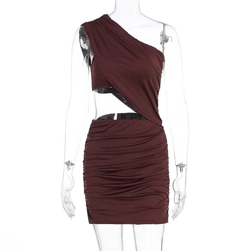 Damen figurbetontes Minikleid mit asymmetrischem Design und raffinierten Drapierungen R&B