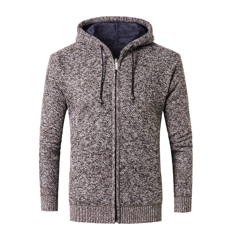 Herren moderne Strickjacke mit Kapuze und weichem Innenfutter R&B