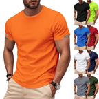 Herren nan athletisches Funktions-T-Shirt mit Rundhalsausschnitt, körpernahem Stretchschnitt und kontrastierendem Ärmelsaum R&B