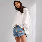 Damen Oversized Sweatshirt mit kreativem Saumdesign