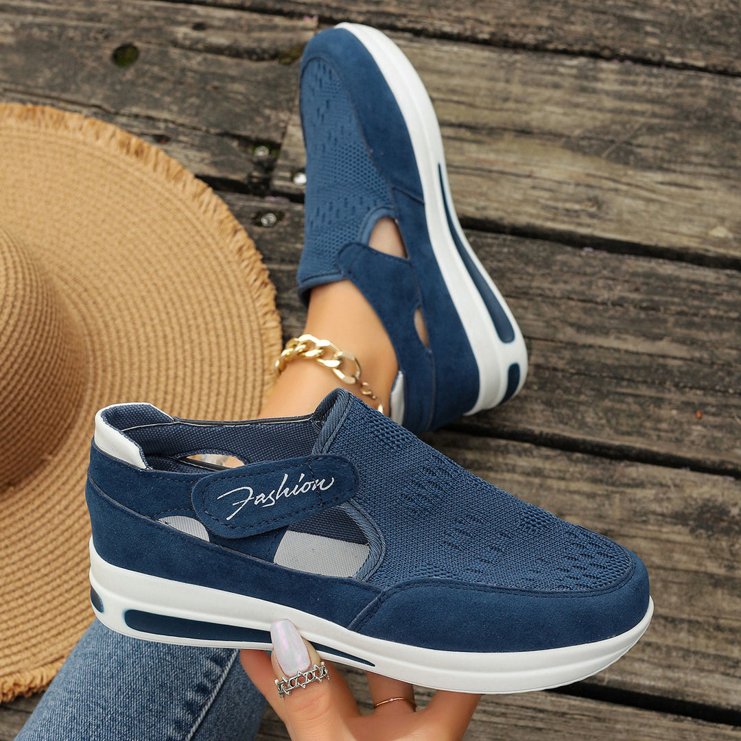 Damen Lässige Slip-On Sneakers mit atmungsaktivem Strickdesign und leicht dämpfender Sohle R&B