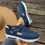 Damen Lässige Slip-On Sneakers mit atmungsaktivem Strickdesign und leicht dämpfender Sohle R&B