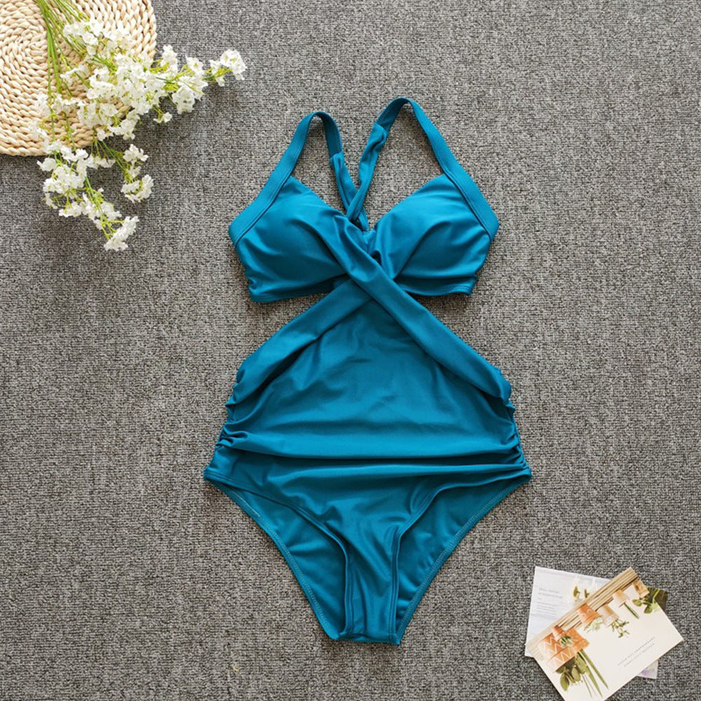 Damen Einteiler Badeanzug mit gekreuztem Design R&B