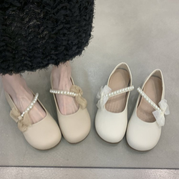 Damen Ballerinas mit dekorativer Schleife und eleganten Perlenverzierungen R&B