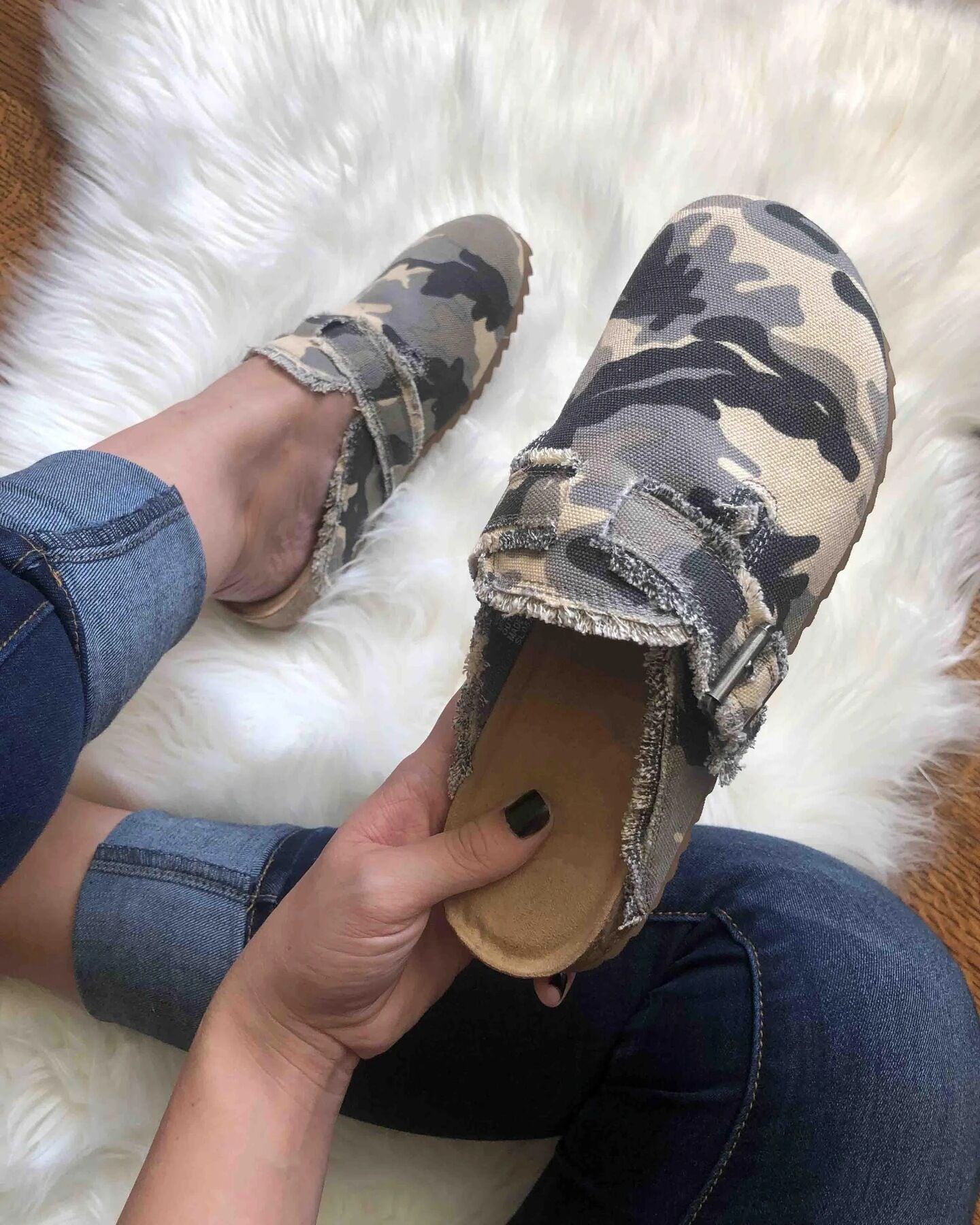 Damen Clogs mit lässigem Camouflage-Design und weichem Fußbett R&B