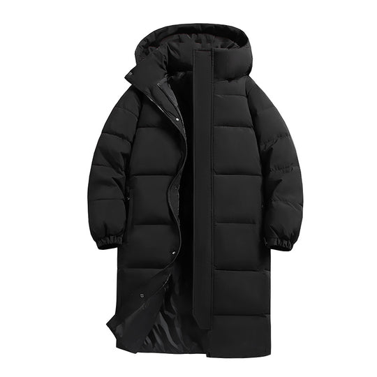 Damen lange Daunenjacke mit hohem Kragen und winddichten Eigenschaften R&B