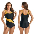 Damen Sportlicher Einteiler Badeanzug mit modernem Farbdesign R&B