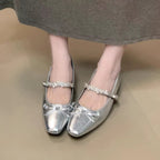 Damen Ballerinas mit eleganter Riemchenverzierung und schimmerndem Finish R&B