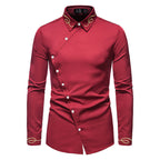 Herren Elegantes Langarmhemd mit dekorativen Knopfdetails R&B