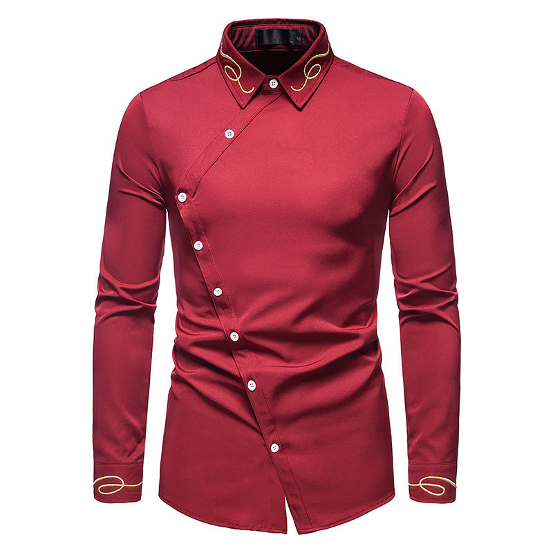Herren Elegantes Langarmhemd mit dekorativen Knopfdetails R&B