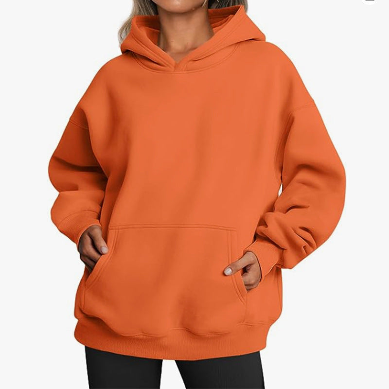 Damen Übergrößen Kapuzenpullover mit praktischen Taschen undlässigem Schnitt R&B