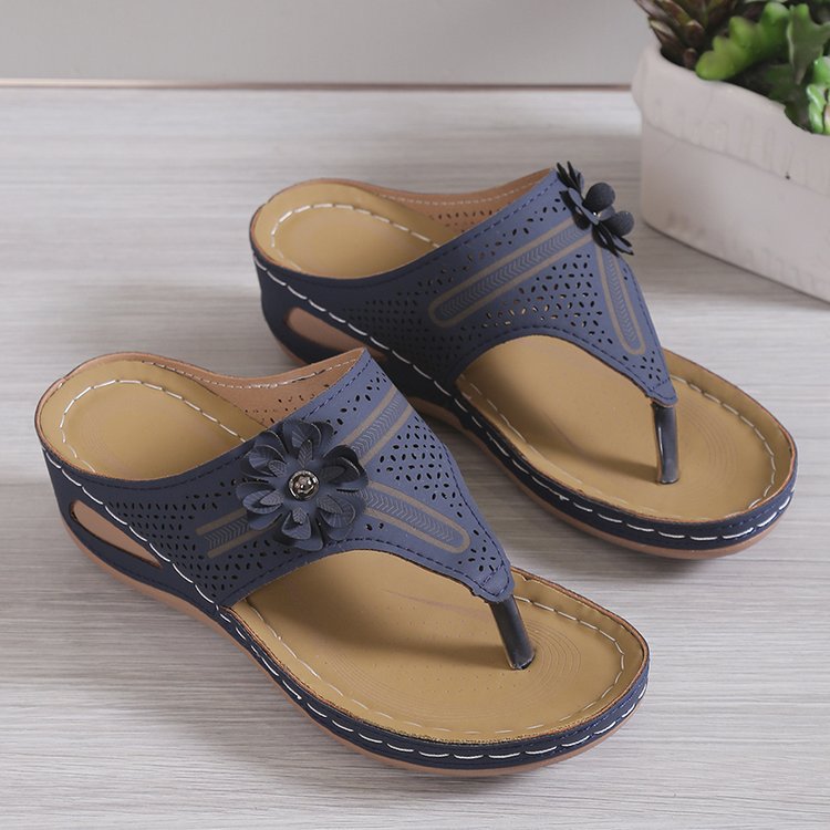 Damen Komfortable Zehentrenner-Sandalen mit floralem Akzent und ergonomischem Fußbett R&B