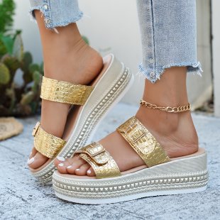 Damen Wedge-Sandalen mit geflochtenem Obermaterial R&B