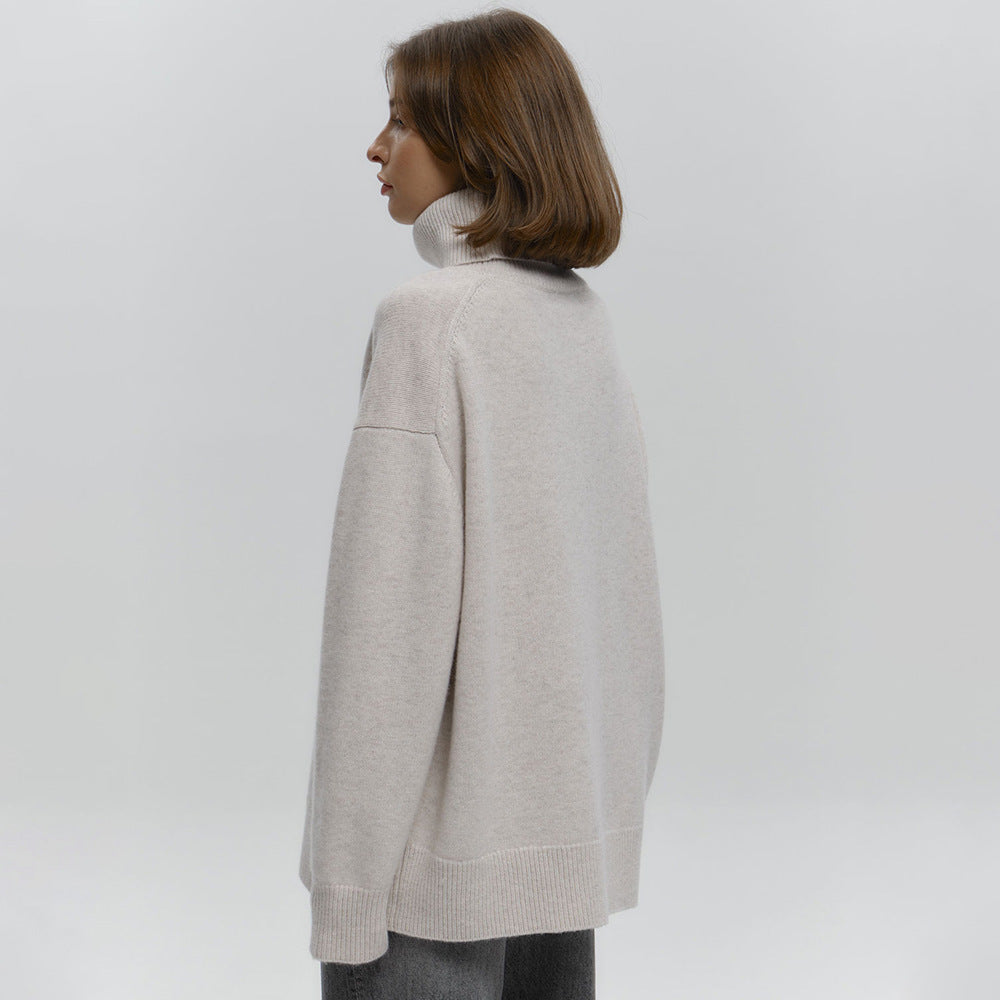 Damen Overgröße Rollkragenpullover aus weicher Wolle R&B